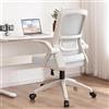 XUEGW Sedia da Ufficio Ergonomica - Sedia Girevole in Rete Traspirante con Braccioli Ribaltabili e Supporto Lombare per Computer - Ufficio Domestico(Bianco)