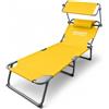 RMF PRO Lettino Prendisole da Giardino o Spiaggia con Parasole, Lettino Mare Regolabile in 4 Posizioni - Struttura in Acciao Sdraio da Giardino Pieghevole Portatile, Cuscino Poggiatesta Giallo