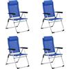 Totò Piccinni Spiaggina RIVA Sedia sdraio in Alluminio e Textilene 7 Posizioni leggera pieghevole con cuscino e braccioli (Blu 4 Pz)