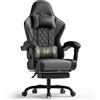 TRIUMPHKEY Sedia da Gaming Massaggiante,Sedia Gamer con Poggiapiedi Telescopico,Regolabile 90-150°,Poltrona da Gaming con Poggiatesta e Cuscino Lombare,Sedie da Ufficio,Portata 150kg(Grigio)