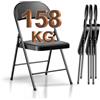 BULAGE Set da 4 sedie pieghevoli, sedie da giardino pieghevoli - fino a 158 kg, sedie pieghevoli da esterno in metallo con seduta in pelle PU, Nero sedia pieghevole per campeggio, balcone, cucina, scrivania