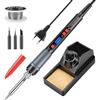 BOSYTRO Kit Saldatore, Saldatore 90w Alta Efficienza, Regolaz. Temp. Lcd 180-500℃. Dotato Di 3 Punte, Filo Di Stagno, Supporto, Copertura Protettiva & Modalità Sospensione Auto (Nero)
