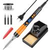 BOSYTRO Kit Saldatore, Saldatore 90w Alta Efficienza, Regolaz. Temp. Lcd 180-500℃. Dotato Di 3 Punte, Filo Di Stagno, Supporto, Copertura Protettiva & Modalità Sospensione Auto (Arancione)