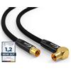 RedStar24 Cavo Antenna 25m Nero - Maschio a Femmina 90° Angolato - Coassiale HDTV Premium per TV via Cavo | Compatibile con TV, Radio, DVB-T/T2, DVB-C, DAB