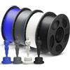 ANYCUBIC PLA+ Filamento, Filamento di Stampa 3D ad Alta Resistenza e Resistente Alla Temperatura da 1,75 mm, Filamento per Stampante 3D Identificazione Intelligente, 4KG Nero&Bianco&Grigio&Blu