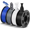 ANYCUBIC Filamento PLA 1,75 mm, Filamento PLA per Stampante 3D, Confezione Sottovuoto, Identificazione Intelligente per Stampa Intelligente, Nero+Bianco+Grigio+Blu, 4KG