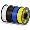 ANYCUBIC Filamento PLA 1,75 mm, Filamento PLA per Stampante 3D, Confezione Sottovuoto, Identificazione Intelligente, Bianco, Nero, Blu, Giallo 4KG