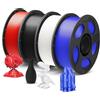 ANYCUBIC PLA+ Filamento 1,75 mm, Precisione Dimensionale +/- 0,02 mm, Materiali per Stampa 3D ad Alta Tenacità e Precisione, Identificazione Intelligente, 4KG Nero&Bianco&Rosso&Blu