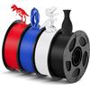 ANYCUBIC PLA Filamento per Stampante 3D, Filamento di Stampa Intelligente Identificazione Intelligente, Bobina Rimovibile e Riutilizzabile, Dimensioni +/- 0,02 mm, Nero+Bianco+Rosso+Blu, 4KG