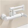 ZPSPZ Rubinetto Cucina a Muro Miscelatore Cucina Pieghevole Girevole Acqua Fredda e Calda Ottone 2 Funzioni Bocchetta Miscelatore Cucina Parete-Bianco