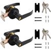 Rebanky 2 Pezzi Maniglia Nera Porta Alluminio Serratura a Leva per Porta Maniglia per Porta Della Camera con Serratura e Chiavi, Maniglie per Porte Interne e Esterni