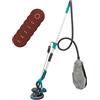 SanBouSi Levigatrice da parete da 1250 W, manico telescopico, con LED e aspirazione polvere, diametro 255 mm, velocità massima 1800 giri/min, testa di levigatura inclinabile