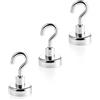 Magnetastico® | 3 pezzi magneti con ganci al neodimio N35 16 mm Ø | Forza di tenuta di 5.5 chilogrammi | 3 pezzi ganci magnetici al neodimio molto robusti e zincati