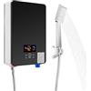 Pinuox Mini scaldabagno da 6500 W per doccia, scaldabagno elettrico 220 V con display LED digitale, impermeabile IPX4, dimensioni compatte, riscaldamento istantaneo, soffione doccia incluso