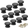 LIANCHEN 12 pomelli per mobili bianchi, rotondi, in legno, universali, rotondi, con viti, diametro 33 mm, per armadietti, armadi, cassettiere, 12 pezzi (nero, 33 mm)