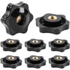 FYting Stella Testa Serraggio Dadi M6,8 Pezzi Dado Di Serraggio Nero Manopola di bloccaggio con filettatura femmina dado in plastica nera M8 per attrezzature industriali per macchinari-32mm