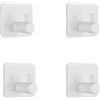 Losuesme Portasciugamani senza foratura, set da 4 ganci adesivi extra forti, bianchi, autoadesivi, in acciaio inox, per bagno, cucina e toilette