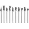 QWORK® 10 Pz fresa carburo di tungsteno, frese metallo 3mm gambo 6mm Testa per la Lavorazione del Legno Perforazione Intaglio del Metallo Lucidatura