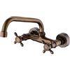 BiaoTeng Miscelatore Bagno Vintage,Rubinetto Lavello Cucina A Muro,Rubinetto Doppia Maniglia,Rubinetto Bagno Lavabo Da Muro,Rubinetti Bagno Retro Vintage