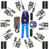 Kynophragma Kit Crimpatura BNC - Pinza Crimpatrice per Coassiale, 10 Connettori BNC Maschio 50 Ohm RG58, Matrici Intercambiabili, Spelacavi Regolabile, Guaina Termorestringente - CCTV, Radioamatore, Satellite