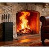 Kingson Set di accessori per caminetto in ferro nero con secchio per ceneri rettangolare - 4 strumenti da appendere (attizzatoio, spazzola, pala, pinze) - Set compatto di strumenti per caminetto per