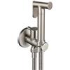 FQYEP Bidet Portatile per WC Rubinetto Bidet In Ottone Montaggio A Parete Idroscopino per WC Maniglia Singola Montaggio A Foro Singolo,Nichel Spazzolato