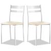 Astimesa - Sedia da pranzo o cucina in metallo bianco - Seduta in ecopelle di colore beige - 2 unità - 38 cm (larghezza) x 45 cm (altezza) x 85 cm (altezza) x 40 cm (profondità)