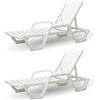 CREVICOSTA QUALITY MARK MARCAS DE CALIDAD - MALIBU - Set di 2 sedie a sdraio in resina per giardino e piscina (bianco)