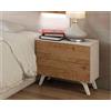 Somnia Descanso Comodino Stile Nordico Modello Britta con 2 cassetti e Gambe | Design Pratico ed Elegante, Legno, Andersen-Quercia, 52 cm (Ancho) x 50 cm (Alto) x 34,8 cm (Fondo)