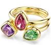 Swarovski Imber Anello Cocktail, Set (2), Tagli Misti, Multicolore, Finitura Oro 18 Carati