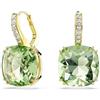 Swarovski Orecchini pendenti Millenia, Taglio Cushion, Verdi, Finitura oro 18K