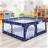 Huracan Box XXL 150 x 180 x 66 cm, grande box per bambini con tappetino da gioco, parco giochi per bambini con rete traspirante, ventose, anelli di traino, parco giochi per interni ed esterni, blu