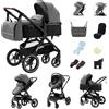 YAZOCO Trio passeggino neonati 3 in 1 Carrozzina reversibile fronte mamma e strada, Pieghevole. Maniglia regolabile (3 in 1 X1 Grigio)