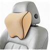 Alaoo 1pcs Cuscino Poggiatesta Auto, Beige con Finiture Rosse