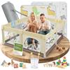 FAMPLY Box per bambini con materasso, 120 x 120 cm, con rete traspirante a 360° e fondo antiscivolo, per appartamento, box per bambini con 60 palline oceaniche, 4 anelli di trazione