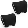 Alaoo 2pcs Cuscino Poggiatesta Auto, Nero con Finiture Bianche | Poggiatesta da Viaggio Ortopedico, Supporto per Seggiolino, Rimovibile Traspirante, Supporto Collo, Testa e Spalle