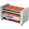 CROSSON Macchina Hot Dog Professionale 2 in 1,Rullo Elettrico per Hot Dog in Acciaio Inox 1350W con 7 Rulli,con Scalda Pane,Controllo Dual Temp