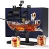 Kollea Idee regalo di compleanno per papà e uomini, decanter per whisky con barca pirata, set di 2 bicchieri, distributore di liquori per il bar di casa, idee regalo divertenti per lui, fidanzato