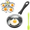 LIULINY Mini Padella Antiaderente 12 cm, Padella Piccola Antiaderente, Portatile Piccola Padellas con 1 Coperchio Spazzole 5 Stampi, Padellino per Uovo pour Cuisinière Gaz Cuisines Inductions
