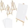 Belle Vous 4pz Mini Tele da Dipingere con Mini Cavalletto per Dipingere Legno - L21,5 x A37 cm - Tela per Dipingere ad A per Pittura Acrilica, Olio - Set Tele per Dipingere con Mini Cavalletto Pittura