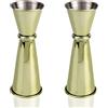Goktvai 2 Pezzi Jigger Doppio 60ml & 30ml per Barman, Acciaio Inossidabile Misurino Cocktail Doppio Shot Cocktail Misura Jigger per Bar Casa Forniture Barman (Oro)