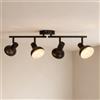HiBay Plafoniera Led Soffitto 4 Luci Nero Orientabili E14 Faretti Led Soffitto Vintage Industriale per Soggiorno Camera da Letto Cucina(Senza Lampadina)