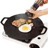 Generic Bistecchiera in ferro, diametro 28 - 38 cm, piastra antiaderente a induzione, multifunzione, padella antiaderente in ghisa per barbecue, fornelli, gas, elettrico, induzione, cucina di casa e