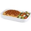Doafoce Set di 4 piatti rettangolari bianchi piccoli vassoi in plastica melamina piatti per torte, dessert, insalata, sushi buffet, antipasti, 19 x 12 cm