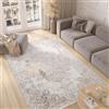 TAPISO Valley Tappeto Soggiorno Pelo Corto Design Moderno Vintage Motivo Classico Tradizionale Ornamenti Sfumato Beige White Grigio Salotto Camera Sala Ufficio Oeko-Tex 80 x 150 cm