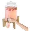 Kanbihao Dispenser per bevande in vetro da 5 litri con rubinetto e supporto, dispenser per succhi di frutta, bibite in vetro per feste, matrimoni, compleanni
