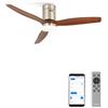 CREATE / WINDCALM NATURAL WOOD M/Ventilatore da soffitto con luce nichel pale legno scuro con Wifi e telecomando / 40W, Temporizzatore, Ø132 cm, 6 velocità, 3 temperature di luce, estate-inverno