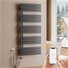 S'AFIELINA Scaldasalviette Elettrico Bagno WiFi 1320×600mm, termoarredo Elettrico Bagno con termostato, programmabile, LCD, 800 W, scalda Asciugamani Elettrico a Basso consumo, Antracite