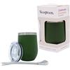 Veegreen Set Yerba Mate in Acciaio Inossidabile | Tazza Per Bere Yerba Mate Argentino | Include una Bombilla e un coperchio richiudibile | Set Autentico (Legna) (Kaki)