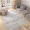 TAPISO Valley Tappeto Soggiorno Pelo Corto Design Moderno Vintage Motivo Geometrico Tradizionale Ornamenti Sfumato Grigio Blu Beige Salotto Camera Sala Ufficio Oeko-Tex 140 x 200 cm